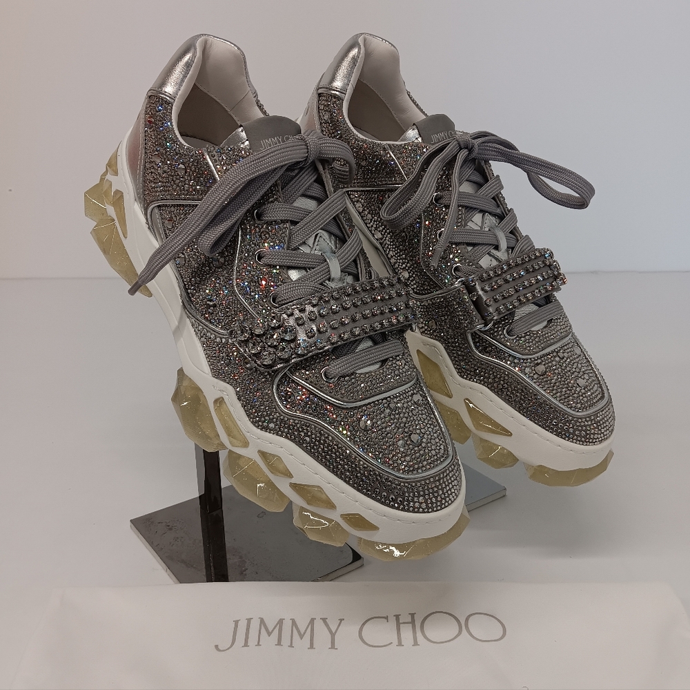 Jimmy Choo Men's Diamond X Strap Low-Top Sneakers w/ Crystals
